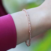 Elmas Montür Modeli Su Yolu Rose Gold Kaplama Gümüş Bileklik thumbnail 1