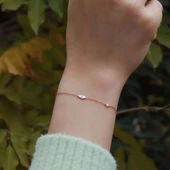 Göz Figürlü Zirkon Taşlı Mine İşli Rose Gold Kaplama Gümüş Bileklik thumbnail 1