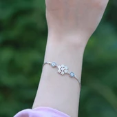 Nazar Bocuklu Kar Tanesi Zirkon Taşlı Gümüş Bileklik thumbnail 3