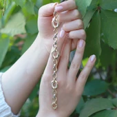 Gold Kaplama Zirkon Taşlı Halka Zincir Bileklik thumbnail 2