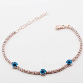 Göz Figürlü Zirkon Taşlı Rose Gold Kaplama Su Yolu Bileklik thumbnail 2