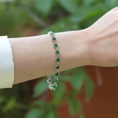 Kök Zümrüt Taşlı Otantik Gümüş Bileklik thumbnail 4