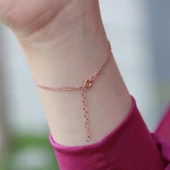 Mine İşli Nazar Boncuğu Çift Zincirli Rose Gold Kaplama Gümüş Bileklik thumbnail 2