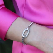 Top Zincirli Zirkon Taşlı İkon Gümüş Bileklik thumbnail 3