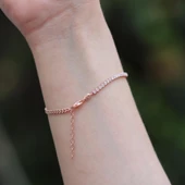 Rose Gold Kaplama Yarım Su Yolu Gurmet Zincirli Gümüş Bileklik thumbnail 2