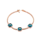 Cam Gözlü Rose Gold Kaplama Gümüş Bileklik thumbnail 2