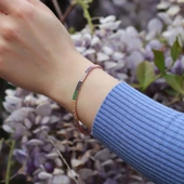 2 Sıra Renkli Zirkon Taşlı İnce Rose Gold Kaplama Su Yolu Gümüş Bileklik thumbnail 3