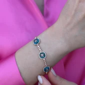 Cam Gözlü Rose Gold Kaplama Gümüş Bileklik thumbnail 3