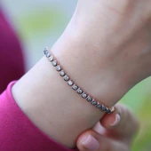 Elmas Montür Rose Gold Kaplama Su Yolu Gümüş Bileklik thumbnail 1