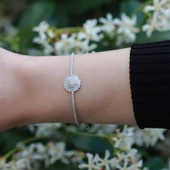 Baget Taşlı Su Yolu Gümüş Bileklik thumbnail 2