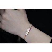 Amour (Aşk) Yazılı Plaka Rose Kaplama Gümüş Bileklik thumbnail 2