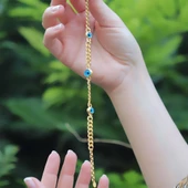 Gurmet Modeli Nazar Boncklu Gold Kaplama Gümüş Bileklik thumbnail 2