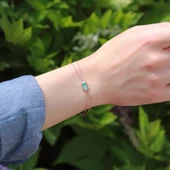 Açık Mavi Fil Figürlü Mine İşli Rose Gold Kaplama Gümüş Bileklik thumbnail 3