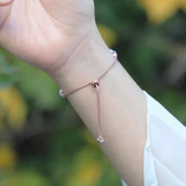 Elmas Montür Rose Gold Kaplama Zirkon Taşlı Asansörlü Gümüş Bileklik thumbnail 4