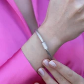 Zirkon Taşlı Burgu Modeli Gümnüş Kelepçe thumbnail 4