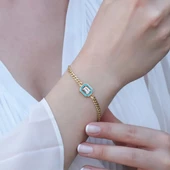 Gurmet Zincirli Gold Kaplama İkon Gümüş Bileklik thumbnail 4