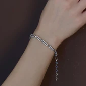 Zirkon Taşlı Zincir Modeli Gümüş Bileklik thumbnail 2