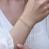 Mini Burgu Halkalı Gold Kaplama Gümüş Hallow Bileklik thumbnail 1