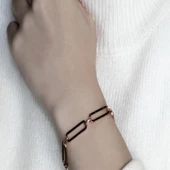 Siyah Zirkon Taşlı Zincir Modeli Gümüş Bileklik thumbnail 2