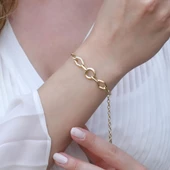 Yuvarlak Gold Kaplama Gümüş Hallow Bileklik thumbnail 1