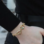 Yılan Sonsuzluk Modeli Gold Kaplama Zirkon Taşlı Bileklik thumbnail 1