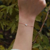 Fatma Ana El  Figürlü Zirkon Taşlı Mine İşli Rose Gold Kaplama Gümüş Bileklik thumbnail 1