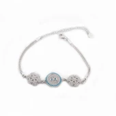 Kar Taneli Turkuaz Taşlı Gümüş Göz Bileklik thumbnail 1