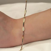 Renkli Zirkon Taşlı Su Yolu Gold Kaplama Gümüş Bileklik thumbnail 2