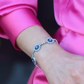 Cam Gözlü Zirkon Taşlı Gümüş Bileklik thumbnail 1