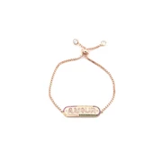 Amour (Aşk) Yazılı Plaka Rose Kaplama Gümüş Bileklik thumbnail 1