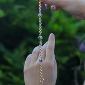 Zirkon Taşlı 3 Nazar Boncuklu Gümüş Hallow Bileklik thumbnail 3