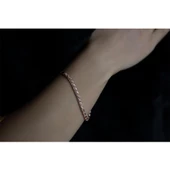 Rose Kaplama 925 Ayar Düz İtalyan Zincir Gümüş Bileklik thumbnail 2