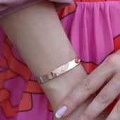 Zirkon Taşlı Rose Gold Kaplama Melek Gümüş Kelepçe thumbnail 2