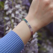 3 Sıra Renkli Zirkon Taşlı İnce Su Yolu Gümüş Bileklik thumbnail 1