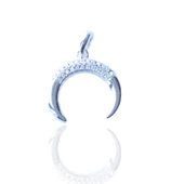 Zirkon Taşlı Hilal Gümüş Kolye Ucu thumbnail 1