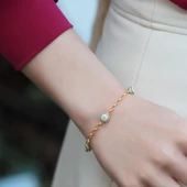 Zirkon Taşlı Gold Kaplama Nazar Boncuklu Gümüş Bileklik thumbnail 3