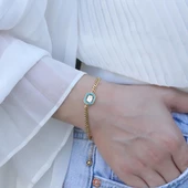 Gurmet Zincirli Gold Kaplama İkon Gümüş Bileklik thumbnail 3