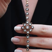 Çiçek Model Elmas Montür Gold Kaplama Gümüş Bileklilk thumbnail 2