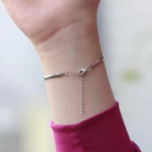 Balık Sırtı Mine İşli Gümüş Bileklik thumbnail 3