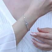 Gurmet Zincirli Kar Taneli Gümüş Bileklik thumbnail 1