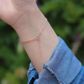 Açık Mavi Yıldız Figürlü Mine İşli Rose Gold Kaplama Gümüş Bileklik thumbnail 2