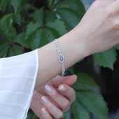 Gurmet Zincirli Göz Modeli Gümüş Bilelik thumbnail 3