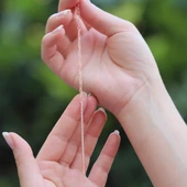 Rose Gold Kaplama Yarım Su Yolu Zincirli Gümüş Bileklik thumbnail 3