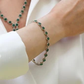 Kök Zümrüt Taşlı Otantik Gümüş Bileklik thumbnail 2