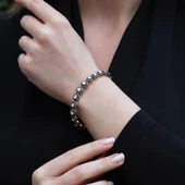 Elmas Montür Süzme Su Yolu Gümüş Bileklik thumbnail 1