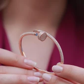 Crtr Çivi Model Zirkon Taşlı Rose Gold Kaplama Gümüş Bileklik thumbnail 2