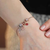 Pndr Charmlı Rose Gold Kaplama Gümüş Bileklik thumbnail 2