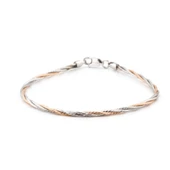 925 Ayar Gümüş İki Renkli Örgü Bileklik thumbnail 1