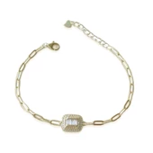 Baget Model Gold Kaplama Trend Gümüş Bileklik thumbnail 2