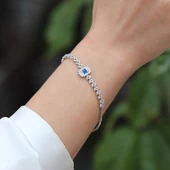 Başak Modeli Lacivert Taşlı Zarif Gümüş Bileklik thumbnail 2